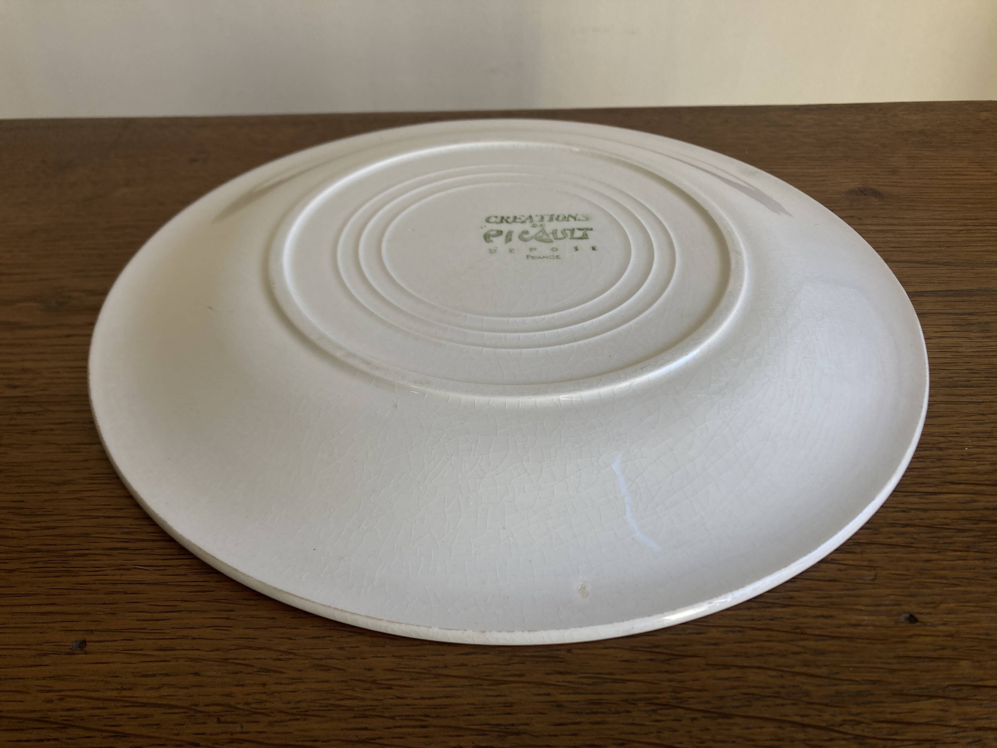 Plate by Robert Picault, modernist, 1960, leaf.