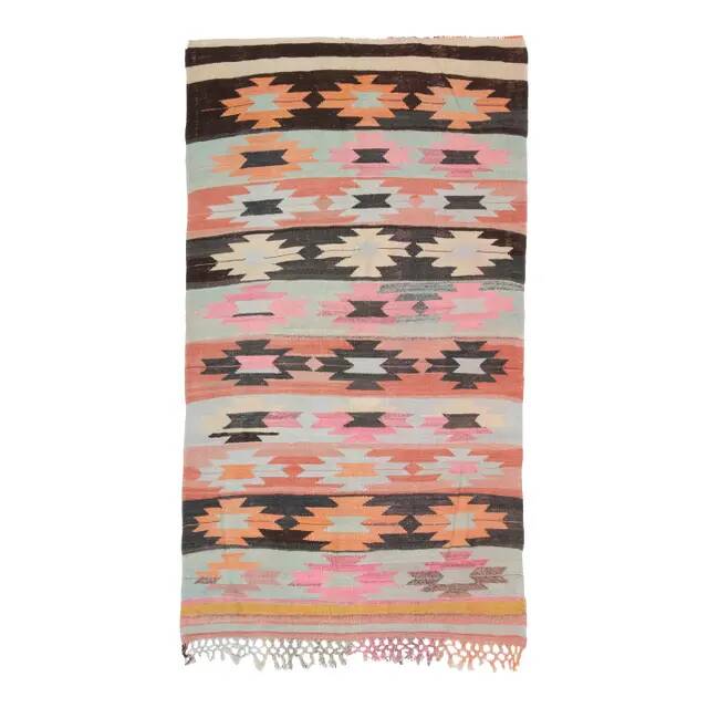 Colorful Geometric Pattern Woven Kilim Runner Rug 143x234