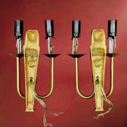 Pair of gilt brass wall lights in Empire style, Egyptian revival – 1940s-50s