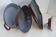Set of 4 enamelled iron dishes - old