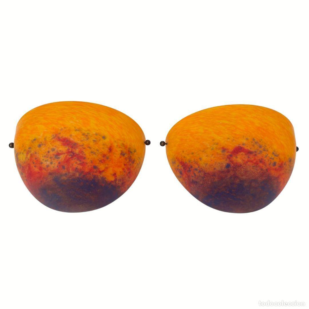 Pair of wall lights, bent glass, Patrick Crespin Le Verre Français, 90s