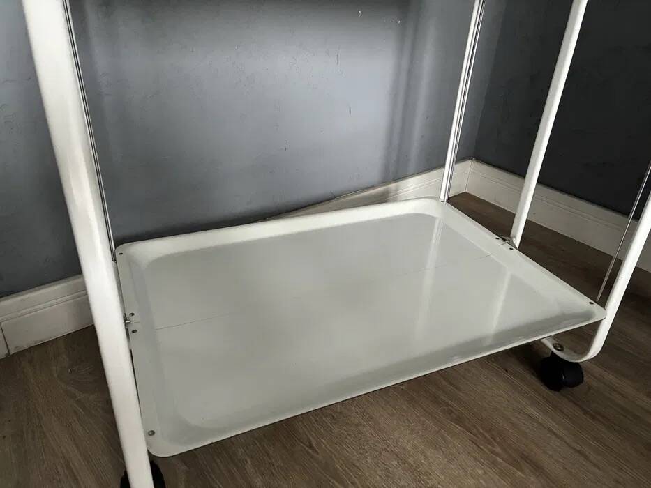 Folding Mobile Bar Cart / Serving Trolley — White, 1970s
