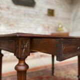 Double-sided desk in natural wood Louis XVI style