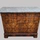 19th-century commode in walnut burl with a marble top.