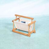 Bohemian magazine rack in vintage 70s pine style.