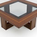 Mid-century Modern Maple Inlays and Walnut Coffee Table, Italy, 1970s