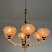 Venetian chandelier in pink Murano glass, circa 1930