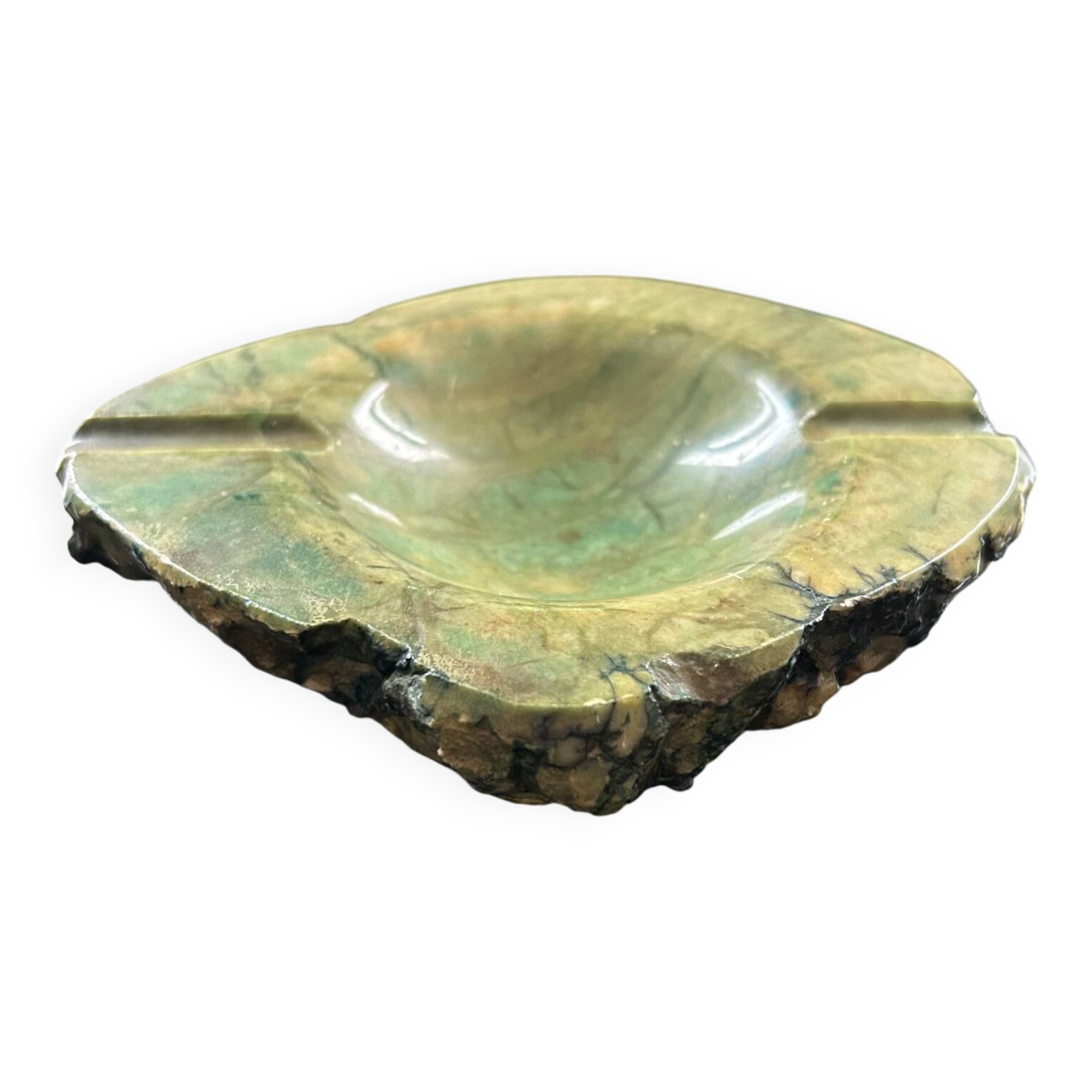 Green calcite ashtray