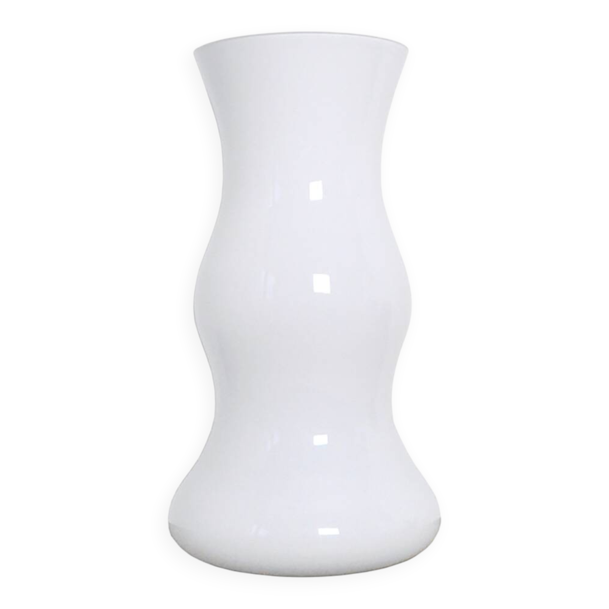 Mouth blown Holmegaard large white glass floor vase by Erik Bagger