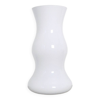 Vase de sol Holmegaard en verre blanc soufflé à la bouche, par Erik Bagger