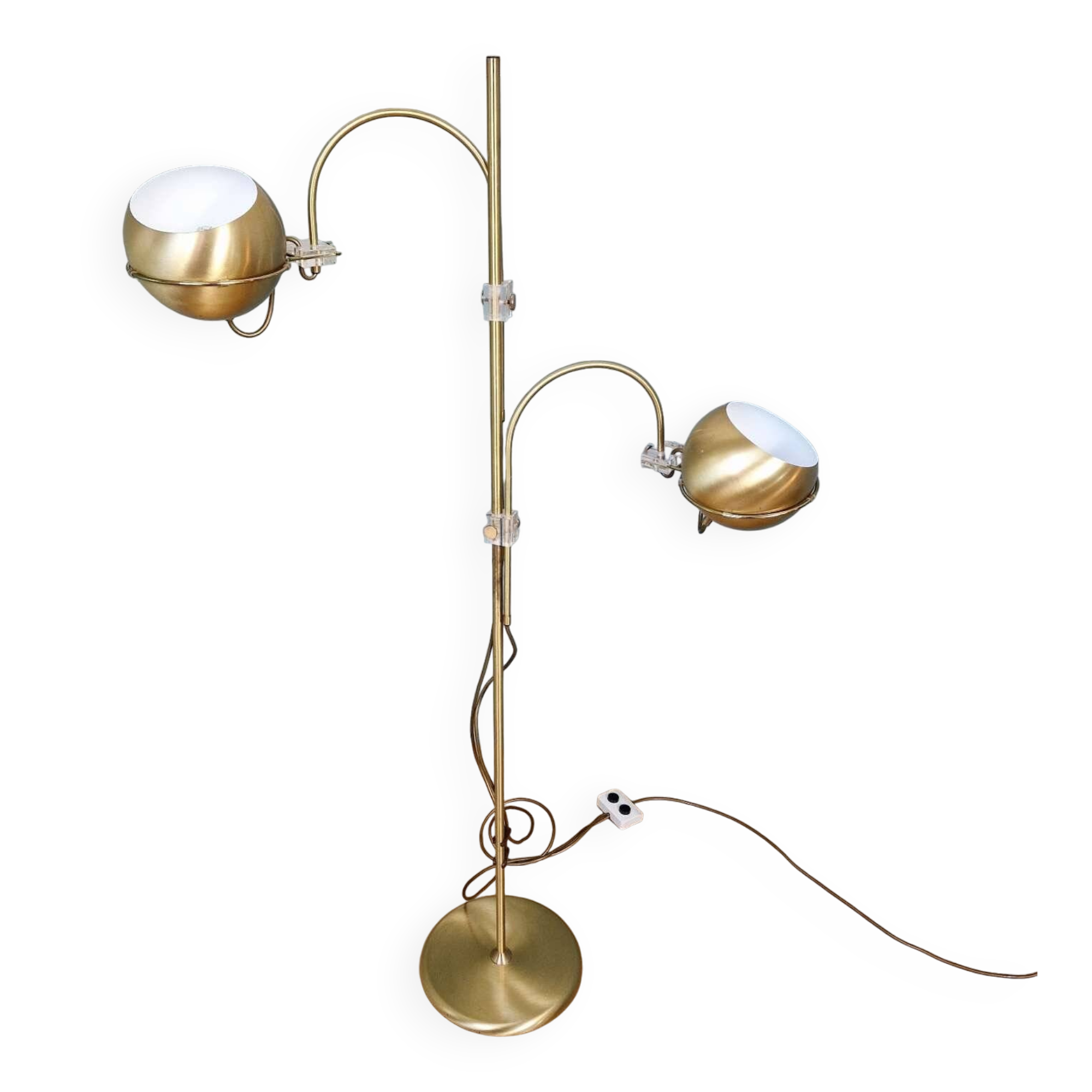 Brass eyeball floor lamp, by Gepo, 1960s-70s.