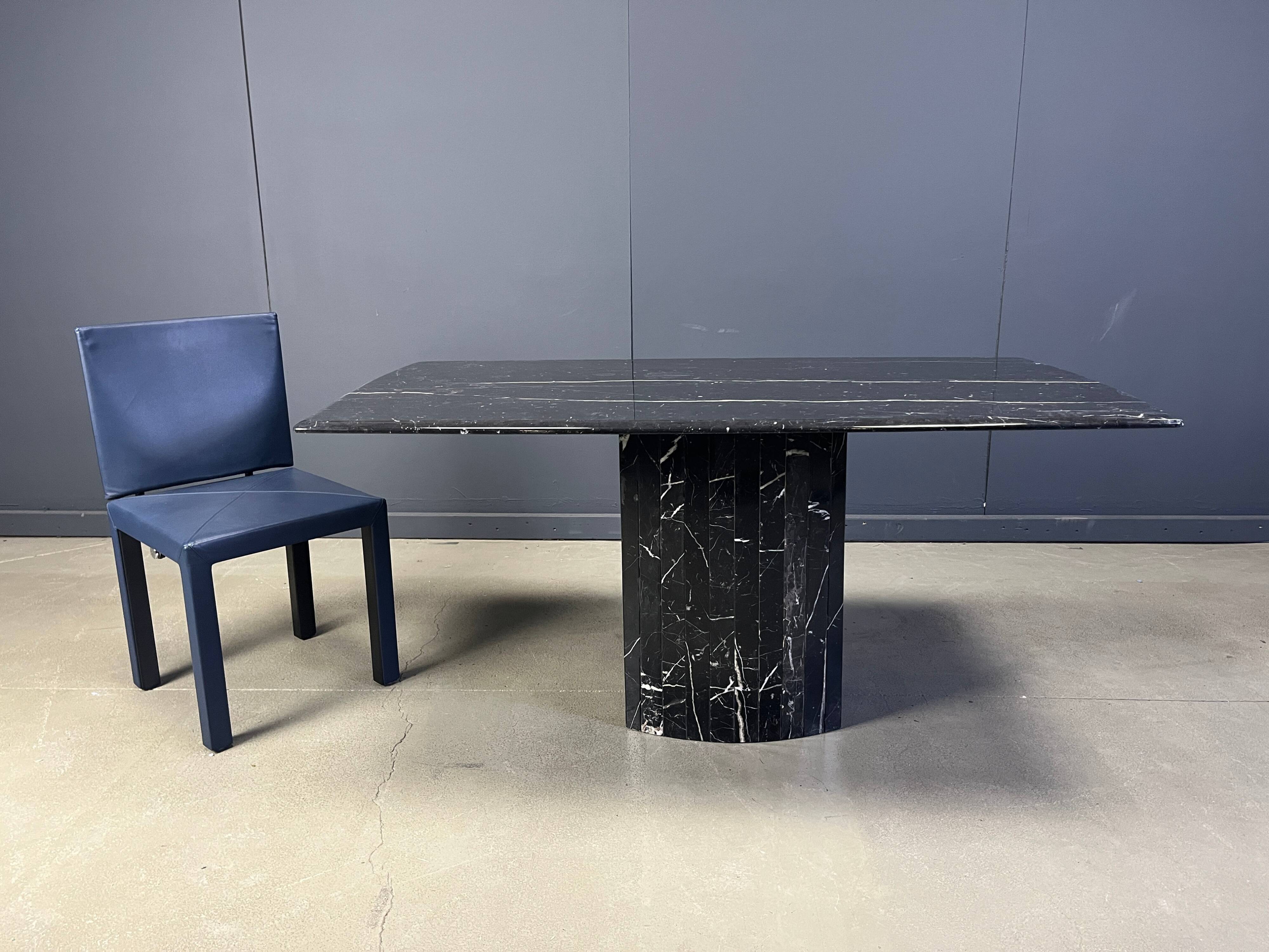 Vintage black marble dining table, 1970s
