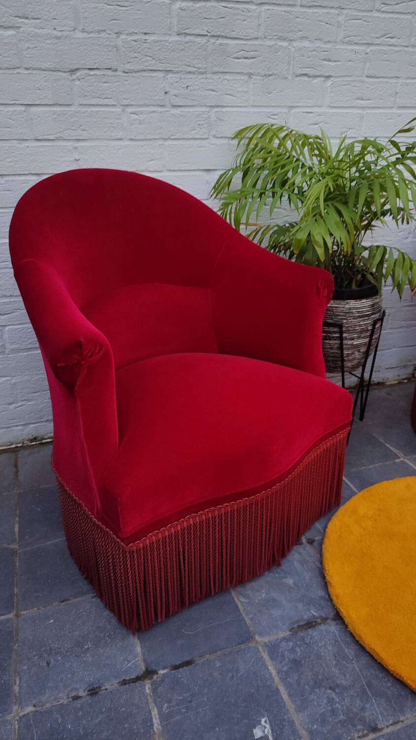 2 velvet toad armchairs
