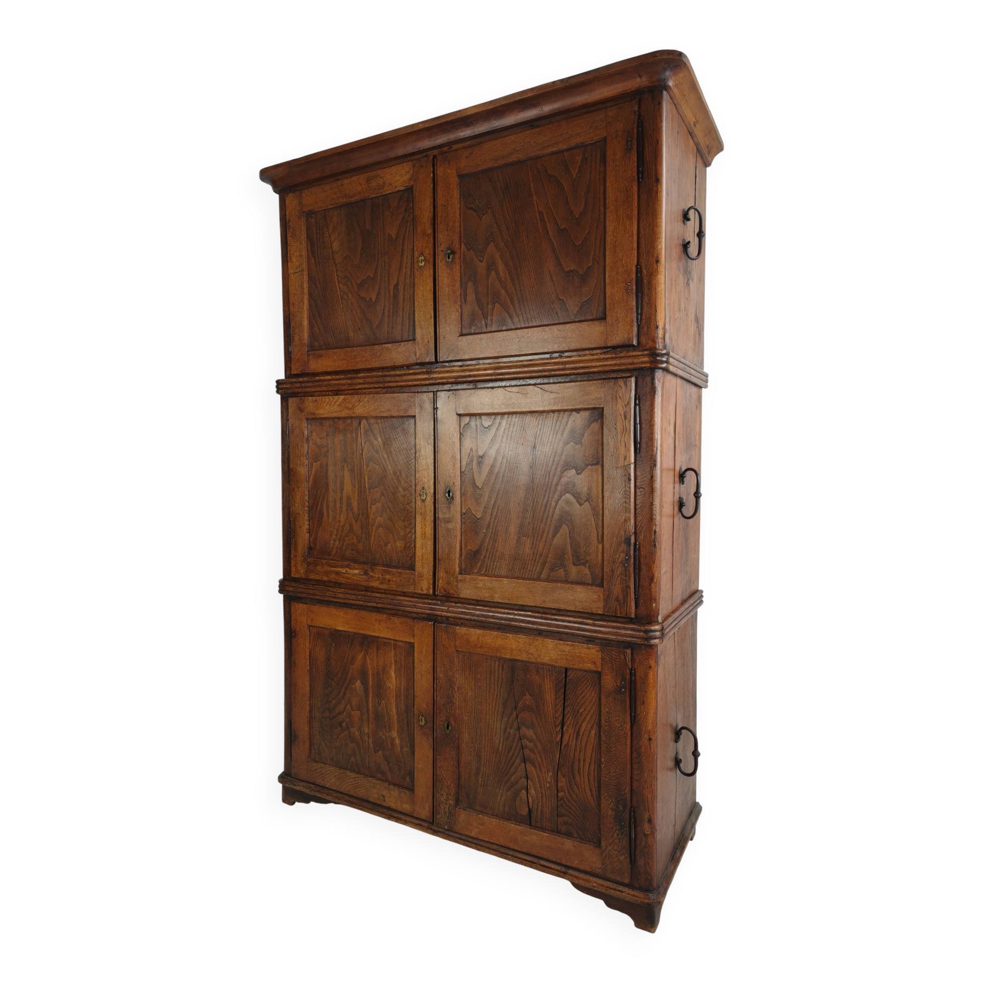 Coffre de campagne européen en pin du XIXe siècle / coffre superposé