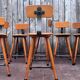 Vintage industrial workshop stool in wood, 1950s
