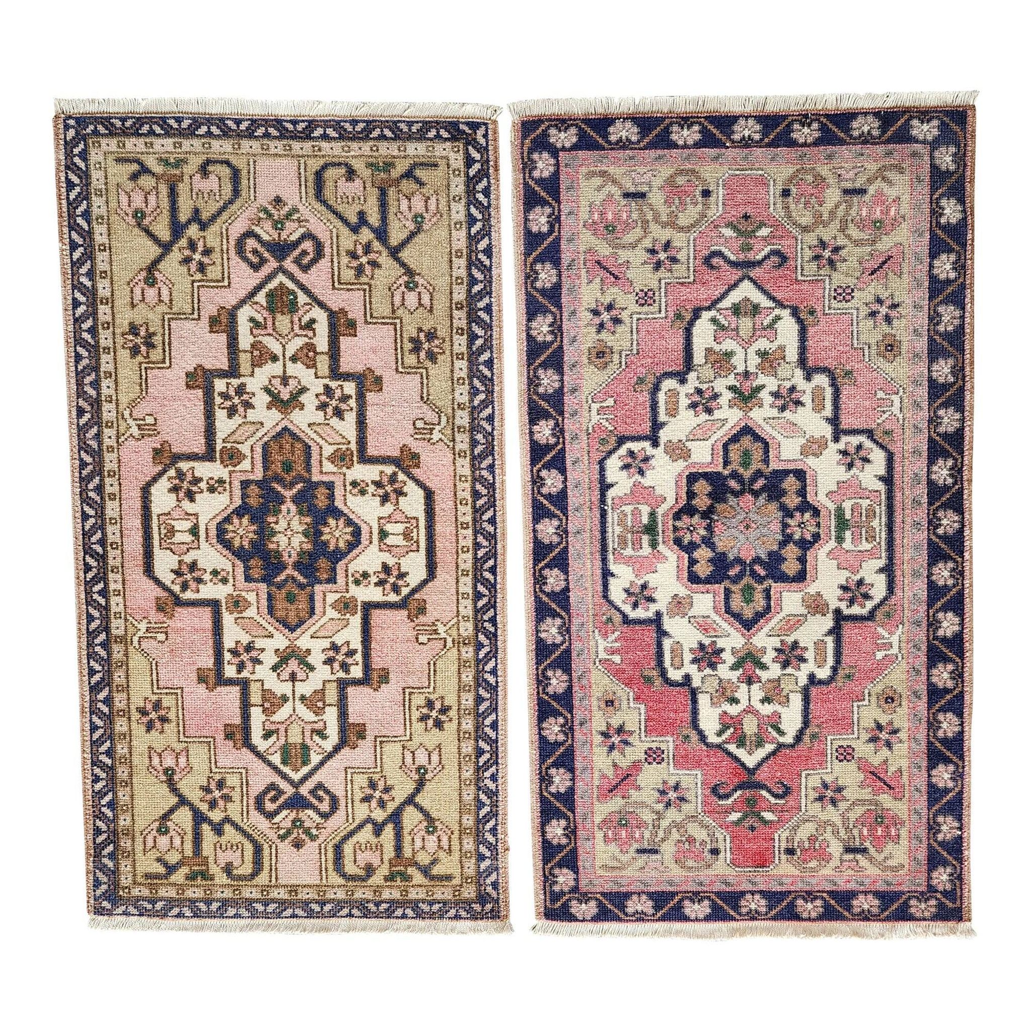 Set of 2 vintage handmade Turkish rugs 56x102 cm