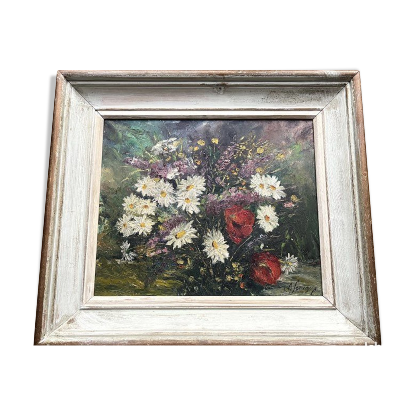 Oil on canvas bouquet of flowers - Loriaux