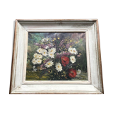 Oil on canvas bouquet of flowers - Loriaux