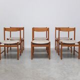 Set of 6 dining chairs in oak by Meubelatelier Vanda Watervliet, 1960s