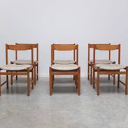 Set of 6 dining chairs in oak by Meubelatelier Vanda Watervliet, 1960s