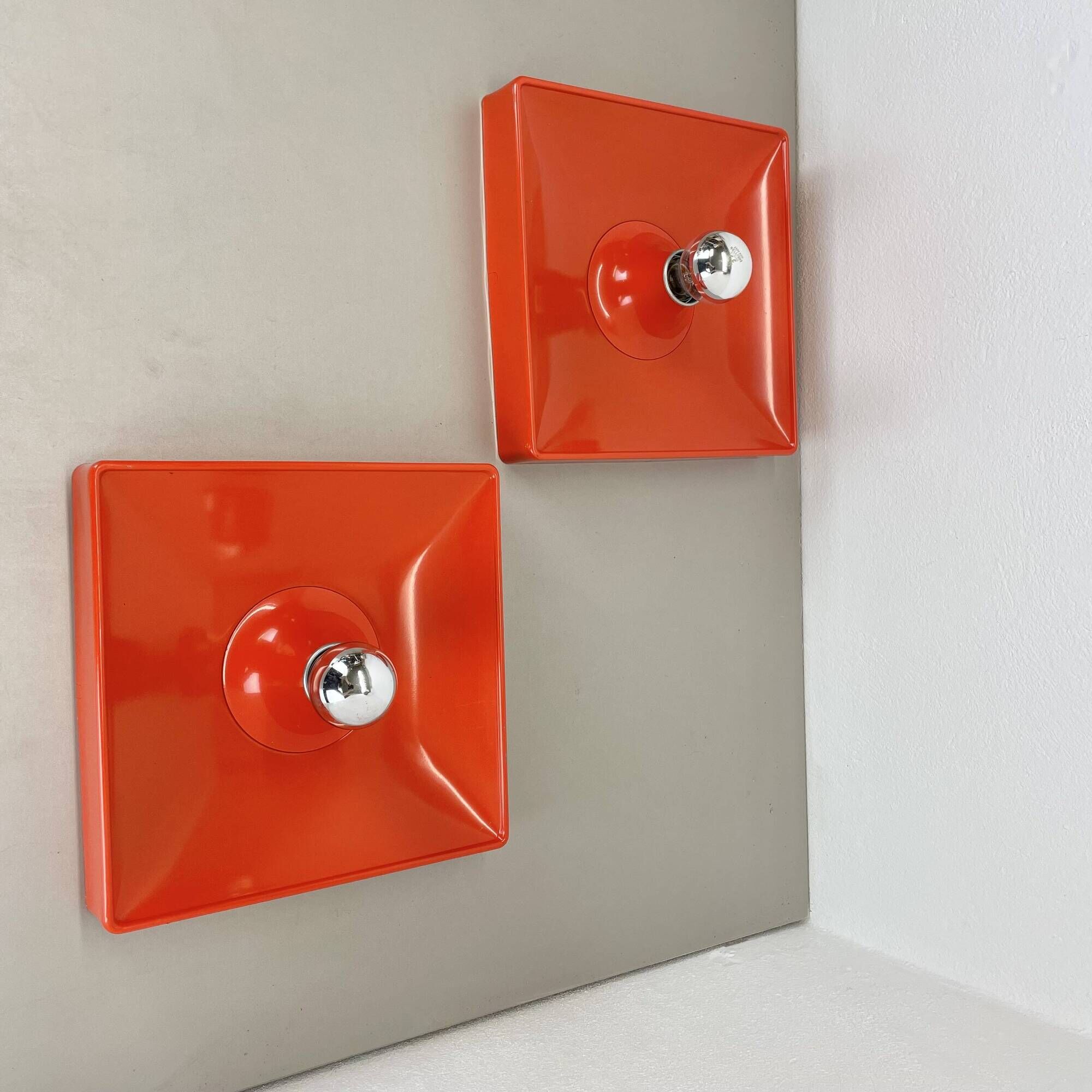 Set of 2 Cubic VERNER PANTON Style RED Wall Light by SÖLKEN Leuchten, 1970s