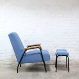 “Rio” armchair and bull ottoman by Pierre Guariche for Meurop 1962