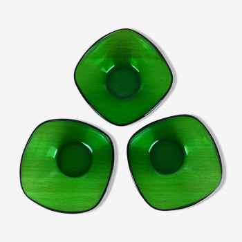 3 ramequins en verre vert Vereco
