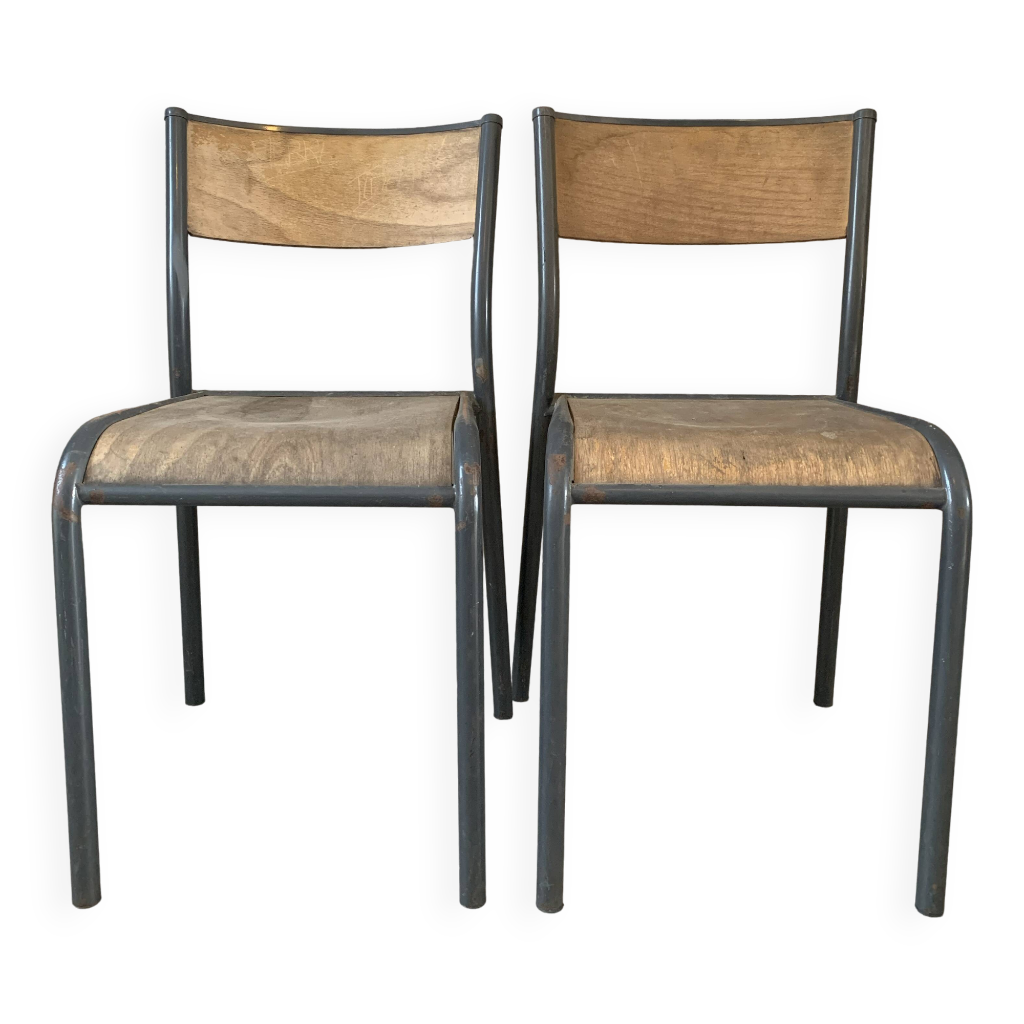 Set de 2 chaises d'école vintage Mullca 510