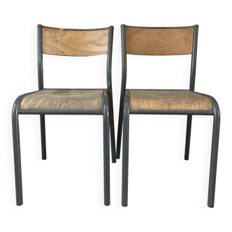 Set de 2 chaises d'école vintage Mullca 510