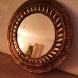 Patinated golden brass mirror 30x30cm