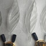 Pair of wall sconces with Italian leaf design in Barovier Murano style.