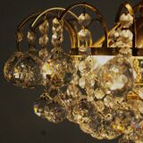 Large mid-century brass & crystal glass ceiling lamp from christoph palme