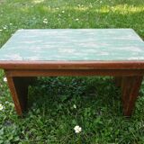 wooden stool on top skaï, vintage