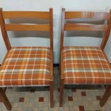 Pair of Vintage Wooden / Orange Fabric Chairs