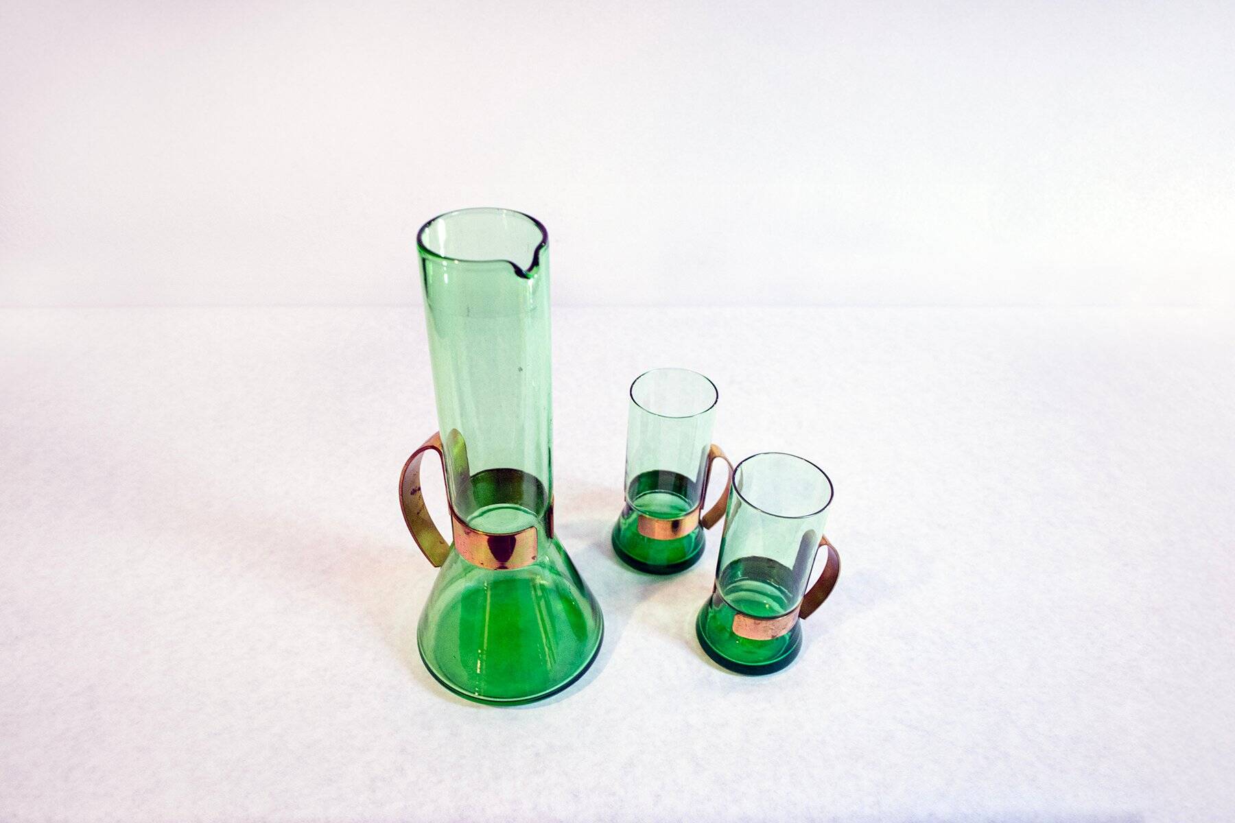 Vintage brocca and bicchiere di Seguso, anni '50, set of 3