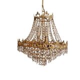 Antique Balloon Chandelier in Gilded Brass, Empire Style, 4 Lights
