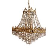 Antique Balloon Chandelier in Gilded Brass, Empire Style, 4 Lights