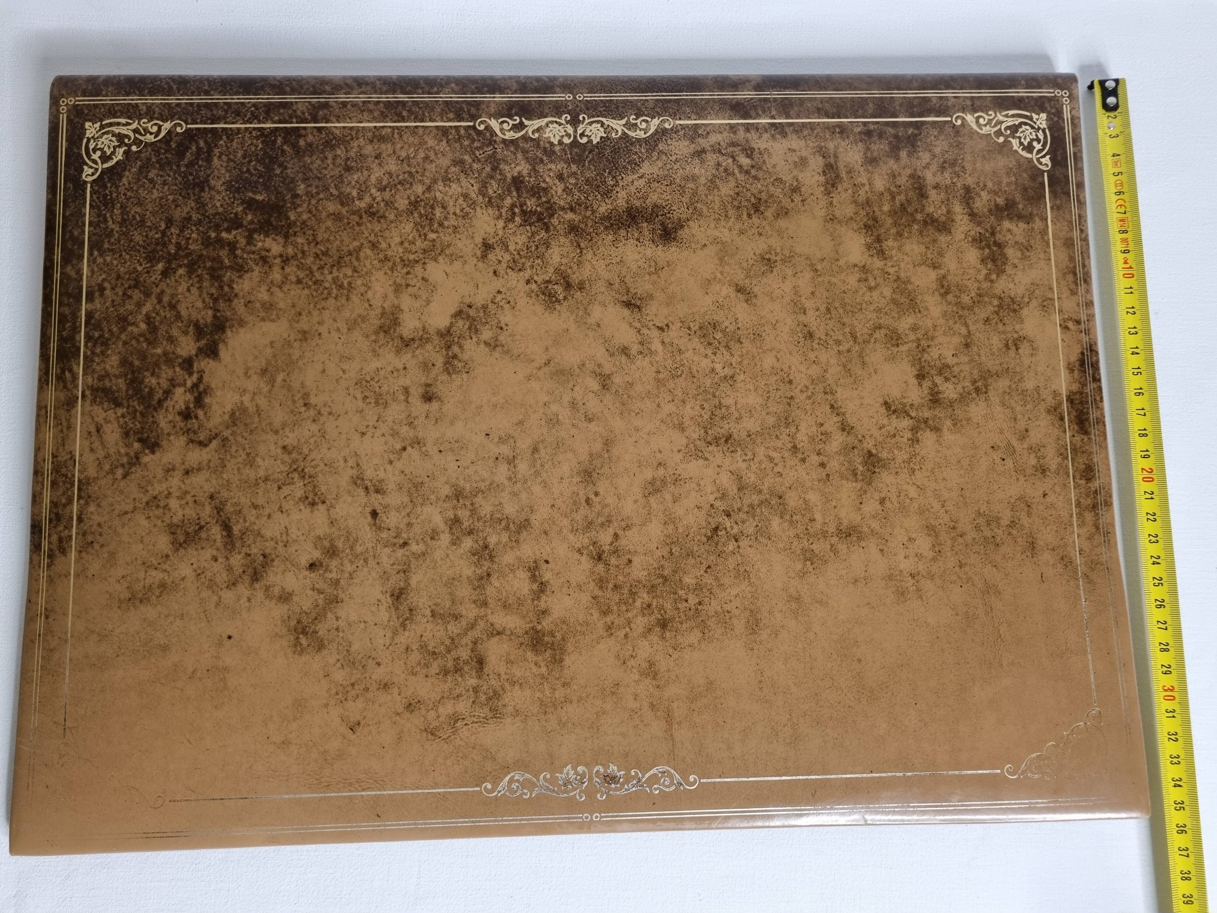 Leather desk pad, vintage office accessory, 50 cm