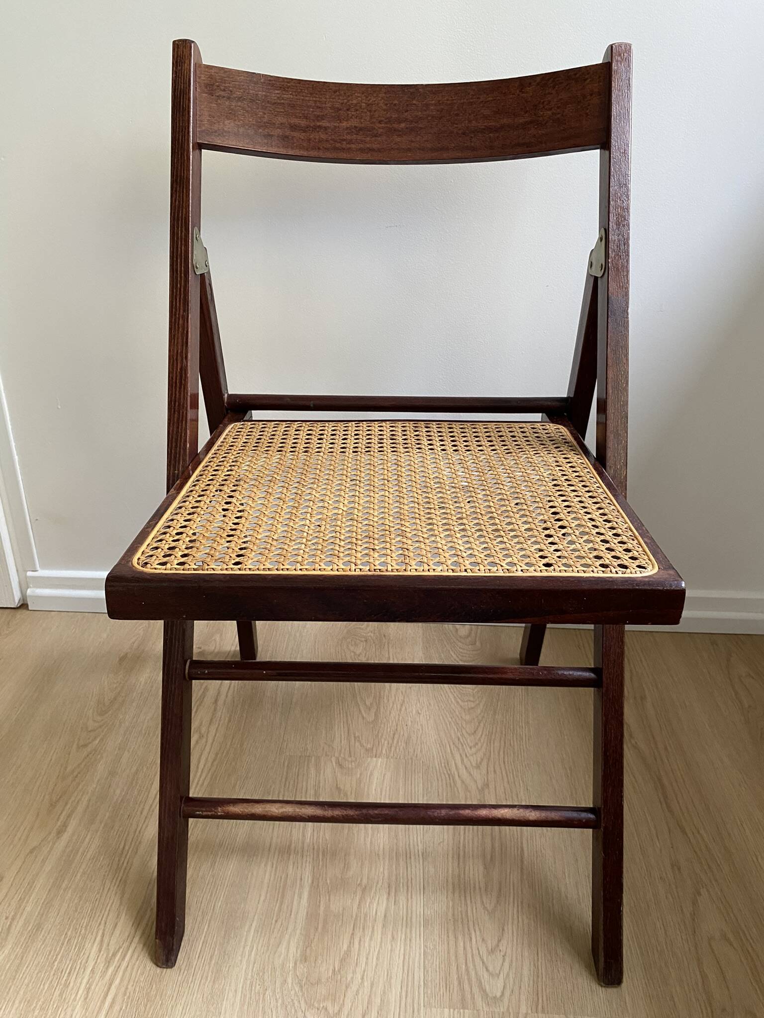 Folding chair occasional chair vintage wooden office chair with cane seat