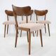 Ensemble de quatre chaises de salle à manger en hêtre restaurées des années 1950, Tchécoslovaquie