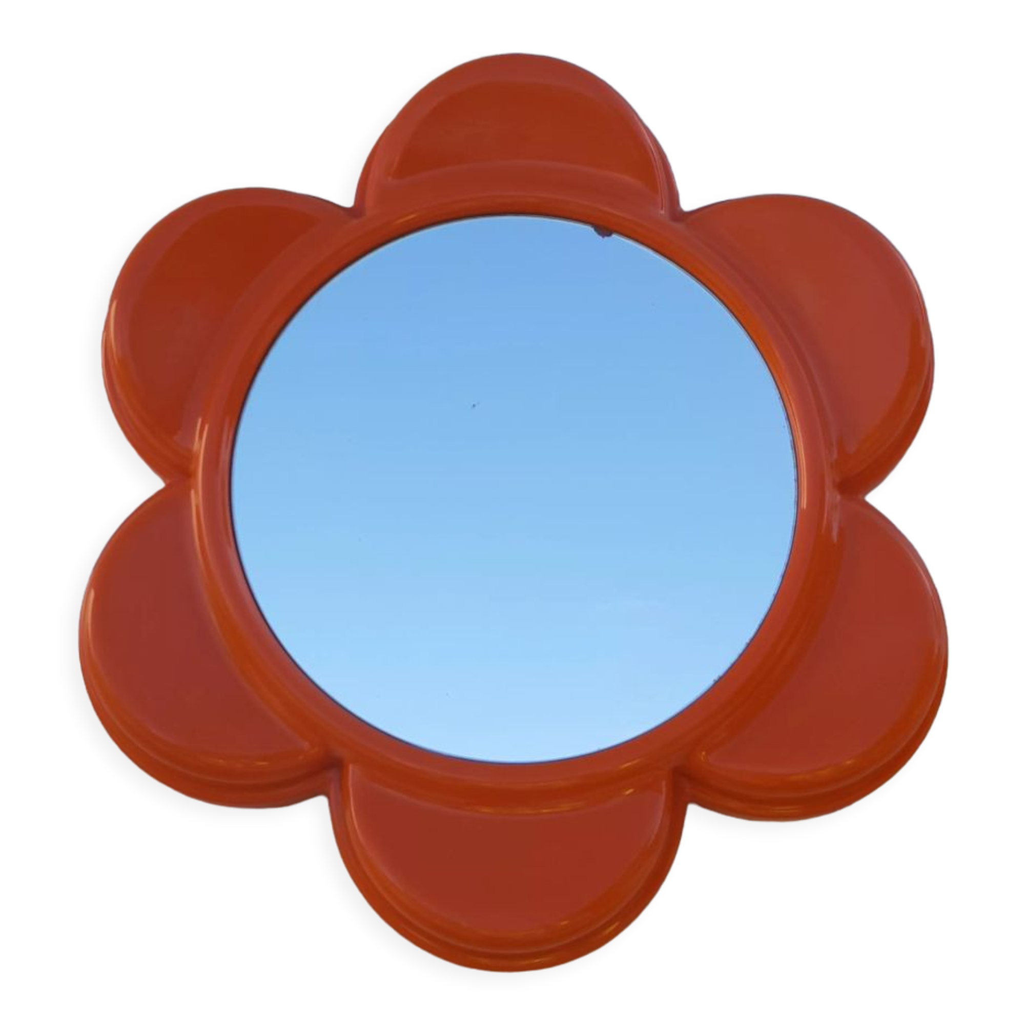 Vintage mirror from the 70s orange plastic flower