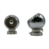 Reggiani Eyeball 60s Lamp Set - chromed globe wall lamps - space age desk lamps