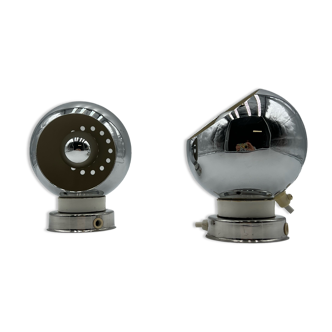 Paire d'appliques en globes chromés space age Reggiani Eyeball 60