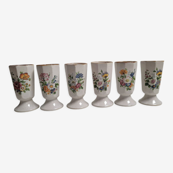 Set 6 cups stoneware flowers