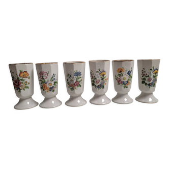 Set 6 cups stoneware flowers