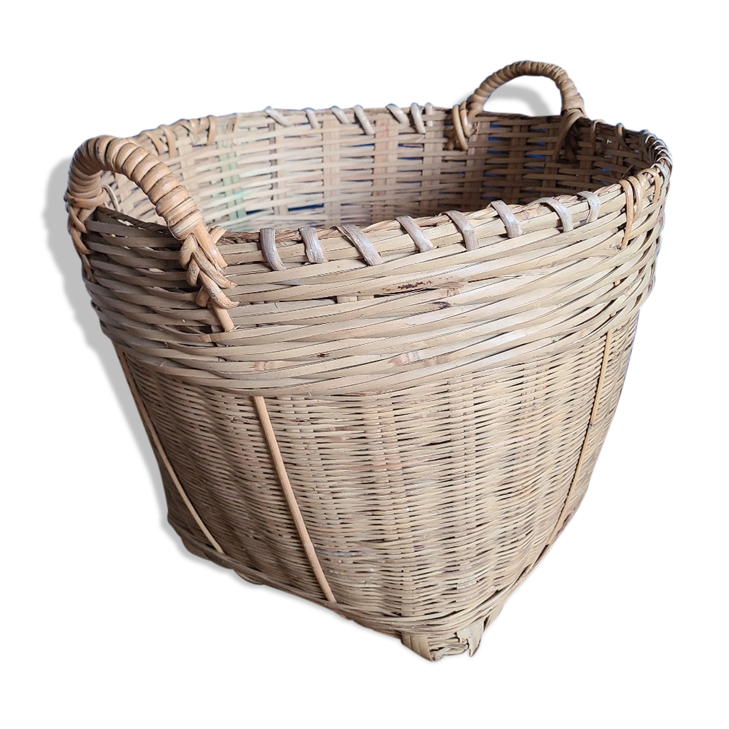 Basket, vintage woven wicker pot cover