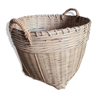 Panier, cache pot en osier tressé vintage