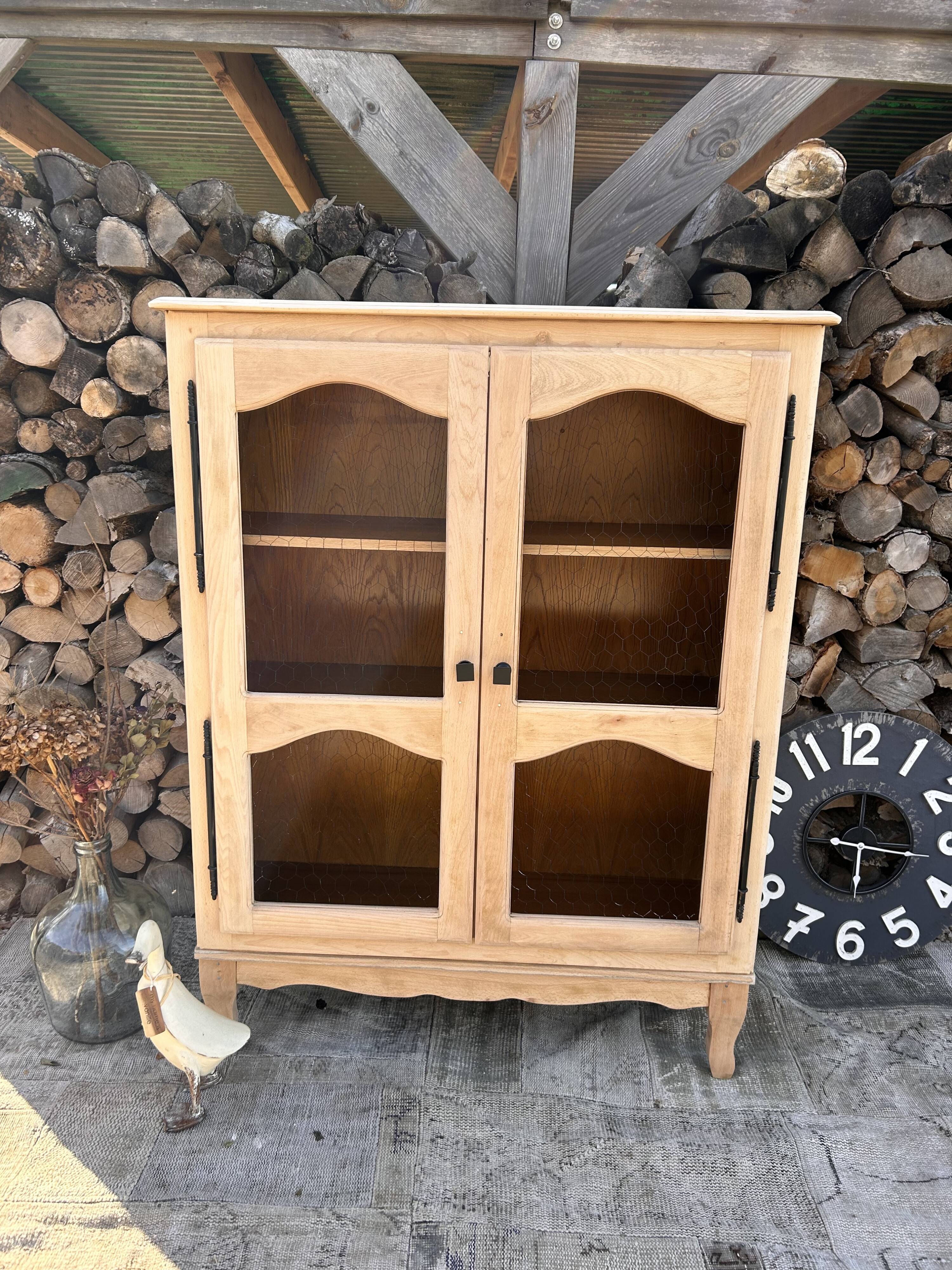 Refurbished solid wood display cabinet/sideboard