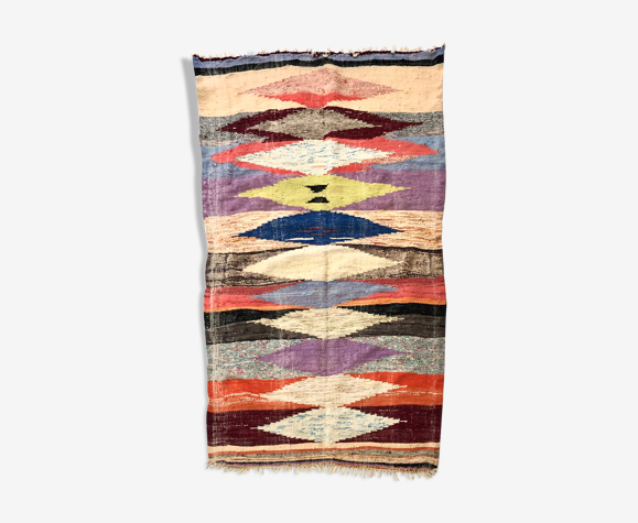 Tapis kilim berbère marocain boucherouite 223x124cm