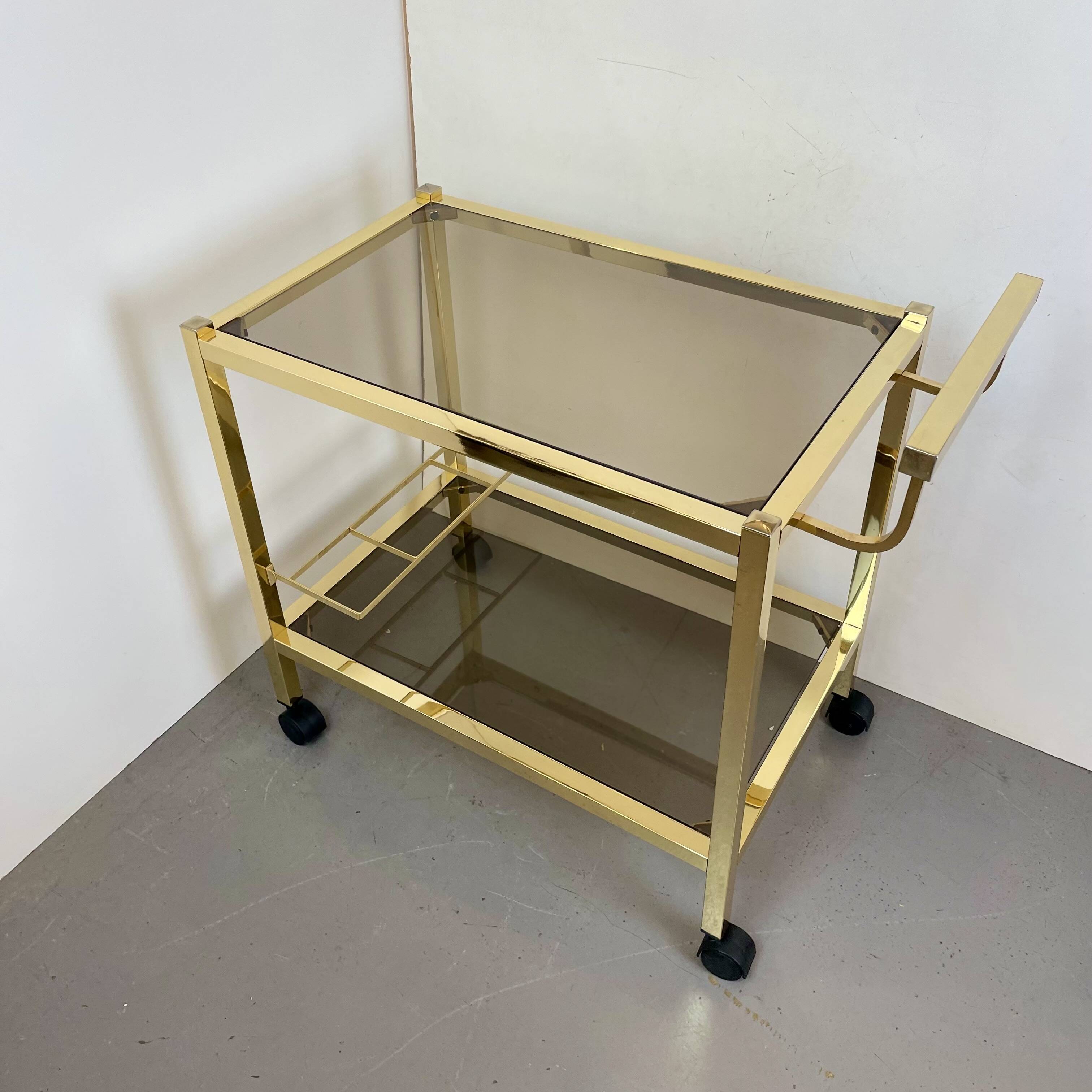 Hollywood Regency Gold Bar Cart, 1980s